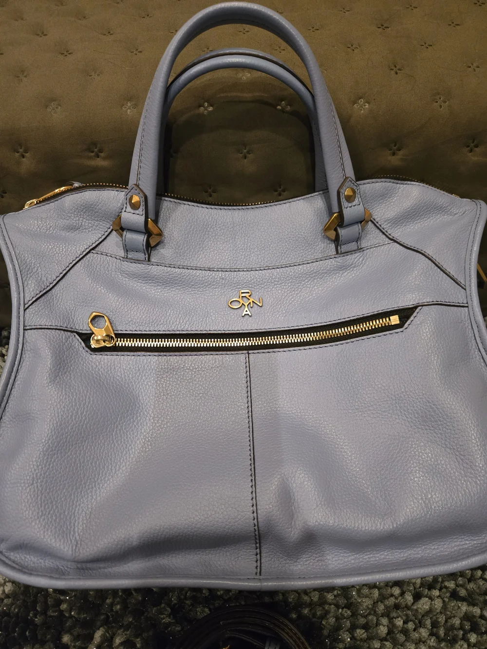 OryAny🪻Beautiful Women's Leather Satchel Handbag in Periwinkle Blue. EUC🪻